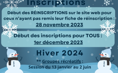 INSCRIPTIONS Hiver/Printemps 2024